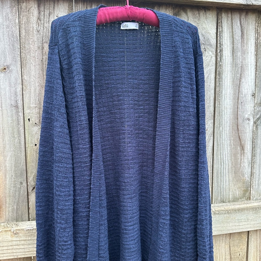 Croft & Barrow blue black open cardigan